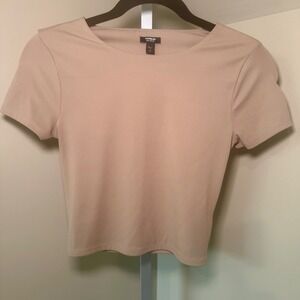 Express Body Contour Top XS Beige Short‎ Sleeve Fitted Casual Tee